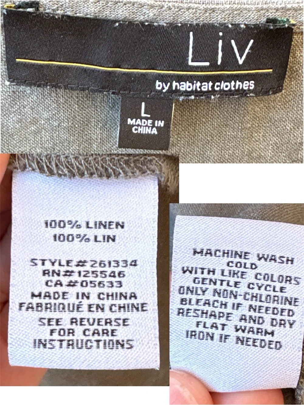 Liv By Habitat 100% Linen Hand Stitch Tank in Taupe Sz L - Picture 3 of 7